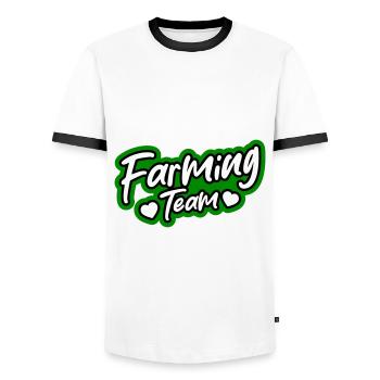 Équipe agricole - T-shirt contrasté Homme - blanc/noir - Devant - AI Model Female 172 light (172cm) & AI Model Male 178 dark (178cm)