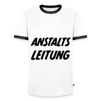 Anstaltsleitung Unternehmer Selbstständiger - Männer Kontrast-T-Shirt - Weiß/Schwarz - Vorne - AI Model Female 172 light (172cm) & AI Model Male 178 dark (178cm)