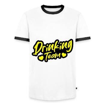 Drinking Team - Männer Kontrast-T-Shirt - Weiß/Schwarz - Vorne - AI Model Female 172 light (172cm) & AI Model Male 178 dark (178cm)