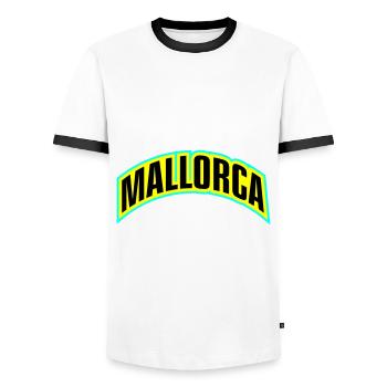 Mallorca Font - Men's Ringer Shirt - white/black - Front - AI Model Female 172 light (172cm) & AI Model Male 178 dark (178cm)