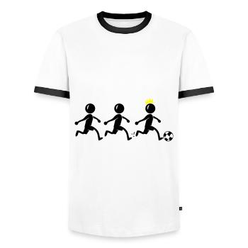 Joueur de club de l’équipe de football - T-shirt contrasté Homme - blanc/noir - Devant - AI Model Female 172 light (172cm) & AI Model Male 178 dark (178cm)