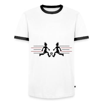 Fussballer Fussball Team Krone - Männer Kontrast-T-Shirt - Weiß/Schwarz - Vorne - AI Model Female 172 light (172cm) & AI Model Male 178 dark (178cm)