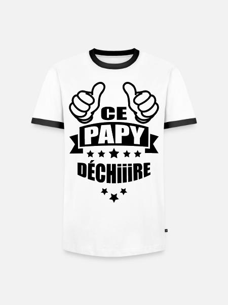 ce papy déchire - T-shirt contrasté Homme - blanc/noir