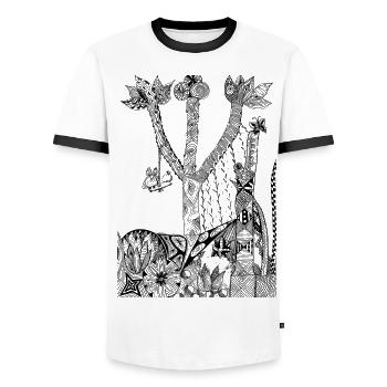 paysage - T-shirt contrasté Homme - blanc/noir - Devant - AI Model Female 172 light (172cm) & AI Model Male 178 dark (178cm)