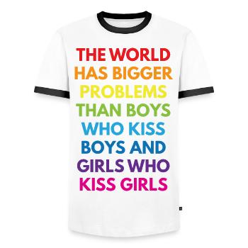 LGBTQ+ - T-shirt contrasté Homme - blanc/noir - Devant - AI Model Female 172 light (172cm) & AI Model Male 178 dark (178cm)
