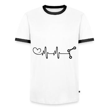 Chaîne de vélo Pulse Heart - T-shirt contrasté Homme - blanc/noir - Devant - AI Model Female 172 light (172cm) & AI Model Male 178 dark (178cm)