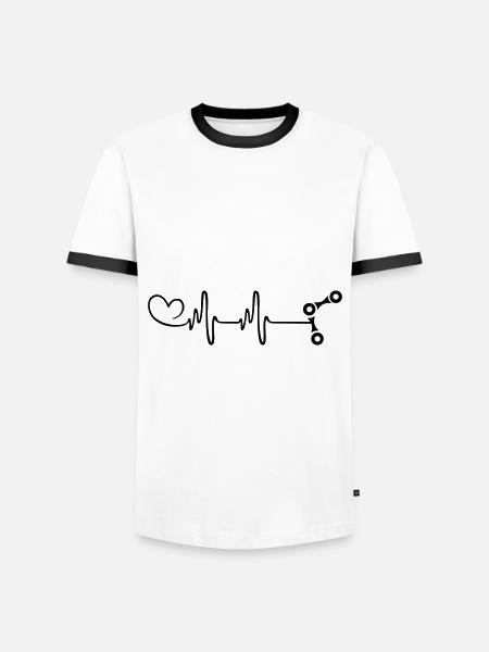 Bicycle Chain Pulse Heart - Men's Ringer Shirt - white/black