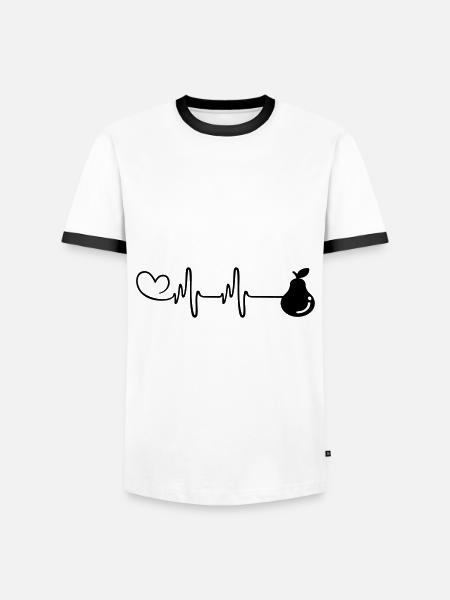 Pear Pulse Heart - Men's Ringer Shirt - white/black