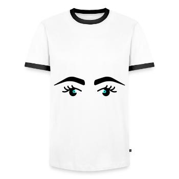 Eyes Eyebrows - Men's Ringer Shirt - white/black - Front - AI Model Female 172 light (172cm) & AI Model Male 178 dark (178cm)