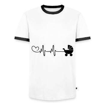 Stroller baby pulse heart - Men's Ringer Shirt - white/black - Front - AI Model Female 172 light (172cm) & AI Model Male 178 dark (178cm)