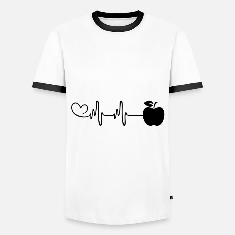 Apple icon pulse heart - Men's Ringer Shirt - white/black