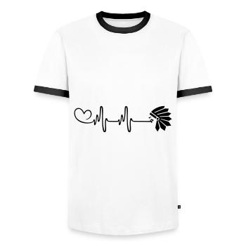 Indian head heartbeat - Men's Ringer Shirt - white/black - Front - AI Model Female 172 light (172cm) & AI Model Male 178 dark (178cm)