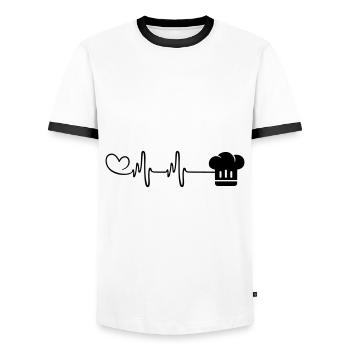 Toque de chef Pulse Heartbeat - T-shirt contrasté Homme - blanc/noir - Devant - AI Model Female 172 light (172cm) & AI Model Male 178 dark (178cm)