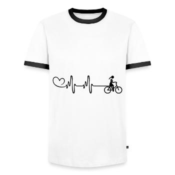 Battement de cœur du vélo - T-shirt contrasté Homme - blanc/noir - Devant - AI Model Female 172 light (172cm) & AI Model Male 178 dark (178cm)