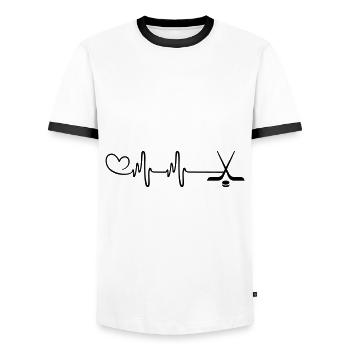 icehockey pulse heartbeat icon - Men's Ringer Shirt - white/black - Front - AI Model Female 172 light (172cm) & AI Model Male 178 dark (178cm)