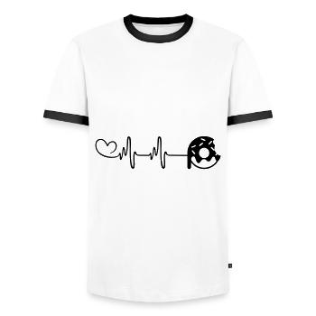 Donut Pulse Cœur - T-shirt contrasté Homme - blanc/noir - Devant - AI Model Female 172 light (172cm) & AI Model Male 178 dark (178cm)