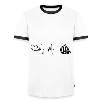 Melon Pulse Heart - T-shirt contrasté Homme - blanc/noir - Devant - AI Model Female 172 light (172cm) & AI Model Male 178 dark (178cm)