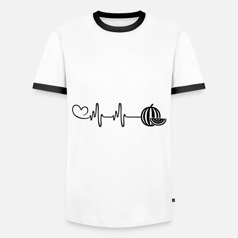 Melon Pulse Heart - Men's Ringer Shirt - white/black