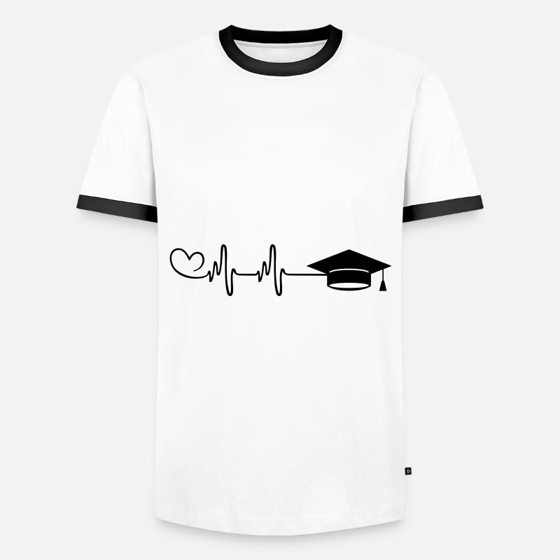 Student Cap Pulse Heart - Men's Ringer Shirt - white/black
