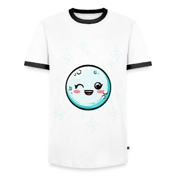 Snowball #4/9 - Men's Ringer Shirt - white/black - Front - AI Model Female 172 light (172cm) & AI Model Male 178 dark (178cm)