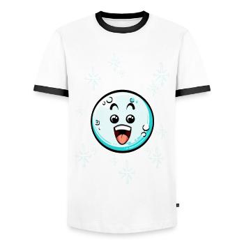 Snowball with Christmas hat #3/9 - Men's Ringer Shirt - white/black - Front - AI Model Female 172 light (172cm) & AI Model Male 178 dark (178cm)
