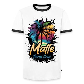 Malle Party Crew Holidays - Men's Ringer Shirt - white/black - Front - AI Model Female 172 light (172cm) & AI Model Male 178 dark (178cm)