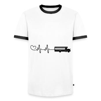 Schule Schulbus Herz Liebe Puls - Männer Kontrast-T-Shirt - Weiß/Schwarz - Vorne - AI Model Female 172 light (172cm) & AI Model Male 178 dark (178cm)
