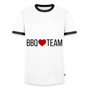 BBQ Grill Team Heart - Men's Ringer Shirt - white/black - Front - AI Model Female 172 light (172cm) & AI Model Male 178 dark (178cm)