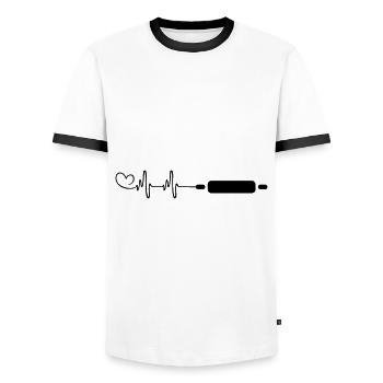 Kitchen roll rolling pin - Men's Ringer Shirt - white/black - Front - AI Model Female 172 light (172cm) & AI Model Male 178 dark (178cm)