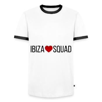 Ibiza Squad Heart - Men's Ringer Shirt - white/black - Front - AI Model Female 172 light (172cm) & AI Model Male 178 dark (178cm)