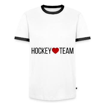 Hockey Team Heart - Men's Ringer Shirt - white/black - Front - AI Model Female 172 light (172cm) & AI Model Male 178 dark (178cm)
