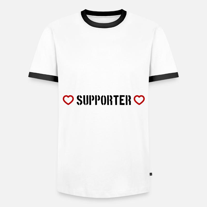 Supporter Herz - Männer Kontrast-T-Shirt - Weiß/Schwarz
