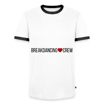 Breakdancing Crew Herz - Männer Kontrast-T-Shirt - Weiß/Schwarz - Vorne - AI Model Female 172 light (172cm) & AI Model Male 178 dark (178cm)