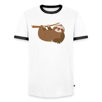 Shirt with Sloth - Funny Sloth T-Shirt - Men's Ringer Shirt - white/black - Front - AI Model Female 172 light (172cm) & AI Model Male 178 dark (178cm)
