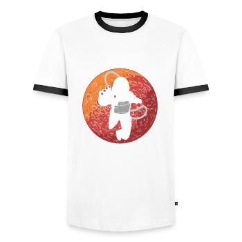 Chemise astronaute spatial Mars - T-shirt contrasté Homme - blanc/noir - Devant - AI Model Female 172 light (172cm) & AI Model Male 178 dark (178cm)