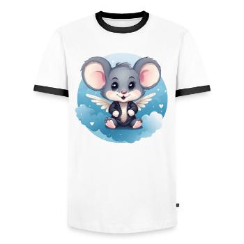Ailes d’ange de souris - T-shirt contrasté Homme - blanc/noir - Devant - AI Model Female 172 light (172cm) & AI Model Male 178 dark (178cm)