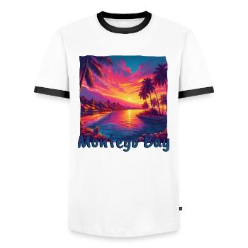 Montego Bay Jamaïque coucher de soleil en violet - T-shirt contrasté Homme - blanc/noir - Devant - AI Model Female 172 light (172cm) & AI Model Male 178 dark (178cm)