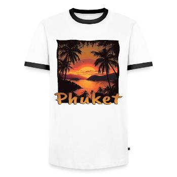 Phuket Thaïlande Coucher De Soleil Vacances Grunge - T-shirt contrasté Homme - blanc/noir - Devant - AI Model Female 172 light (172cm) & AI Model Male 178 dark (178cm)