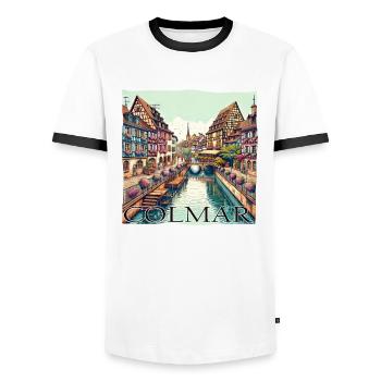 Colmar Frankreich - Stadt der Kanäle & - Männer Kontrast-T-Shirt - Weiß/Schwarz - Vorne - AI Model Female 172 light (172cm) & AI Model Male 178 dark (178cm)