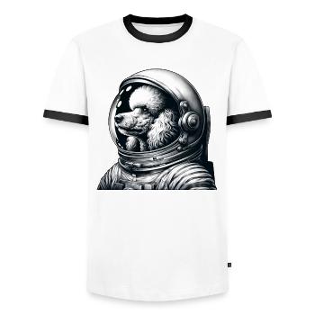 Poodle Astronaut Space Adventure - Men's Ringer Shirt - white/black - Front - AI Model Female 172 light (172cm) & AI Model Male 178 dark (178cm)