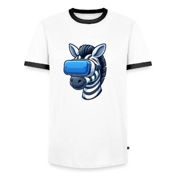 Cool Zebra VR Gamer - Men's Ringer Shirt - white/black - Front - AI Model Female 172 light (172cm) & AI Model Male 178 dark (178cm)