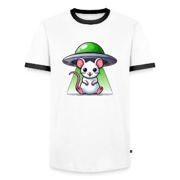 Rat & Mouse: UFO Abduction Adventure - Men's Ringer Shirt - white/black - Front - AI Model Female 172 light (172cm) & AI Model Male 178 dark (178cm)