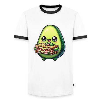 Sweet Avocado Lasagna Lover - Men's Ringer Shirt - white/black - Front - AI Model Female 172 light (172cm) & AI Model Male 178 dark (178cm)