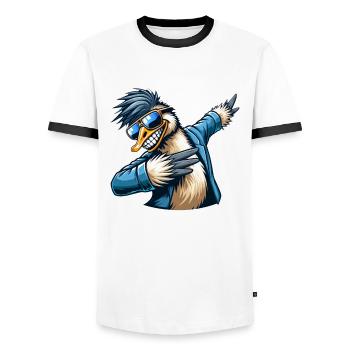 Bouquet d’émeu cool Dabbing Dab Dance - T-shirt contrasté Homme - blanc/noir - Devant - AI Model Female 172 light (172cm) & AI Model Male 178 dark (178cm)