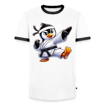 Pingouin Karaté Arts Martiaux Arts Martiaux Arts Martiaux - T-shirt contrasté Homme - blanc/noir - Devant - AI Model Female 172 light (172cm) & AI Model Male 178 dark (178cm)