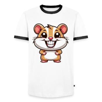 Cute Hamster Guinea Pig Comic Funny - Men's Ringer Shirt - white/black - Front - AI Model Female 172 light (172cm) & AI Model Male 178 dark (178cm)