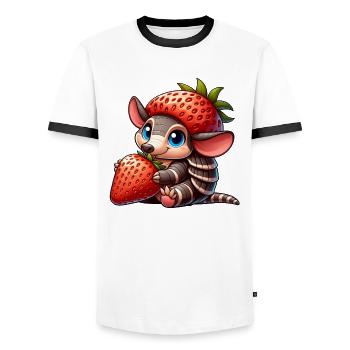 Skurriles Gürteltier Erdbeere Frucht Süßes Design - Männer Kontrast-T-Shirt - Weiß/Schwarz - Vorne - AI Model Female 172 light (172cm) & AI Model Male 178 dark (178cm)