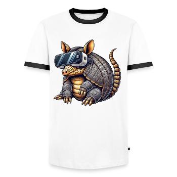 Armadillo Gürteltier VR Réalité Virtuelle Gamer - T-shirt contrasté Homme - blanc/noir - Devant - AI Model Female 172 light (172cm) & AI Model Male 178 dark (178cm)