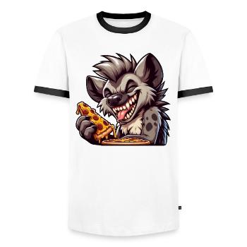 Cool hyena pizza lover fast food design - Men's Ringer Shirt - white/black - Front - AI Model Female 172 light (172cm) & AI Model Male 178 dark (178cm)