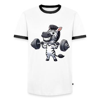 Zebra Hantel Gewichtheber Workout Barbell Stark - Männer Kontrast-T-Shirt - Weiß/Schwarz - Vorne - AI Model Female 172 light (172cm) & AI Model Male 178 dark (178cm)